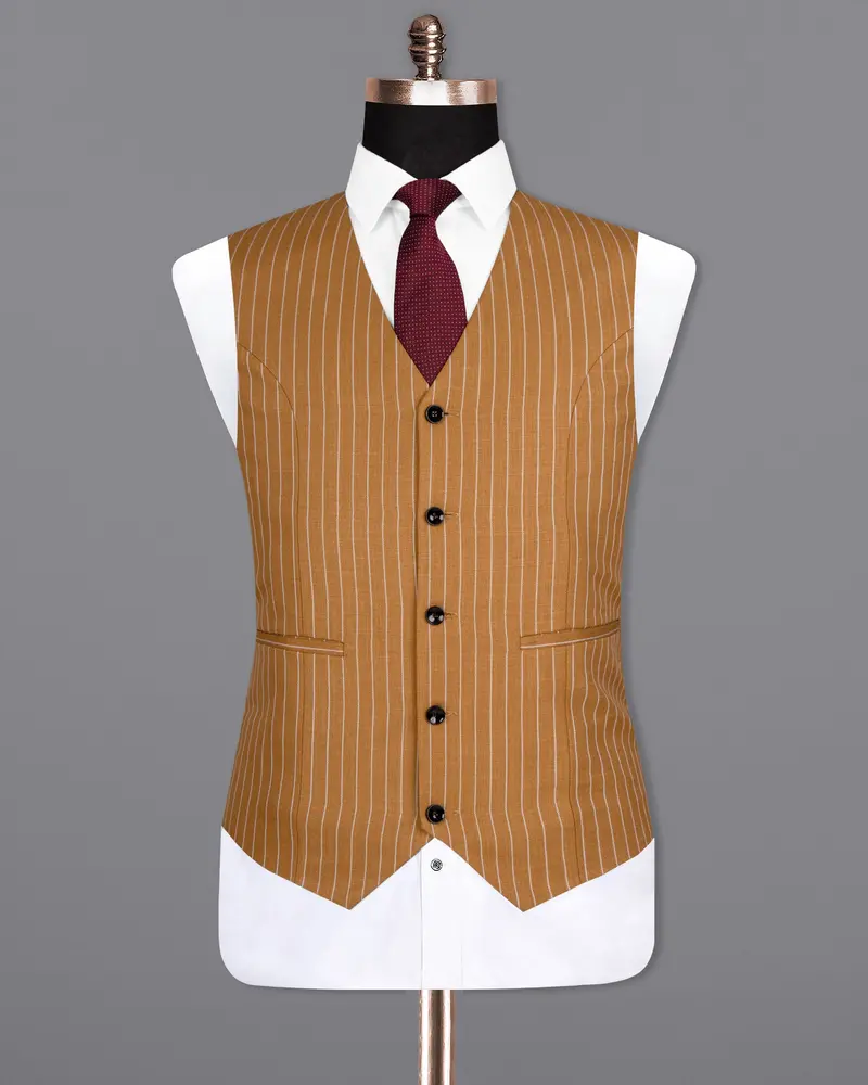 Rust Striped Wool Rich Waistcoat 2