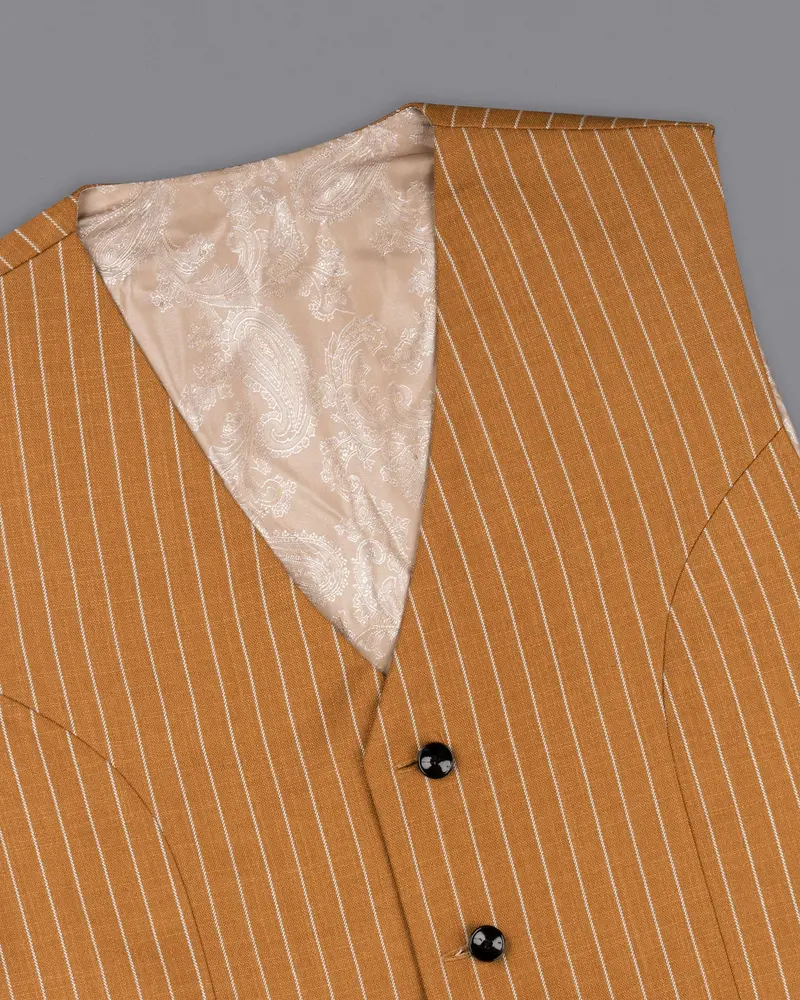 Rust Striped Wool Rich Waistcoat 4