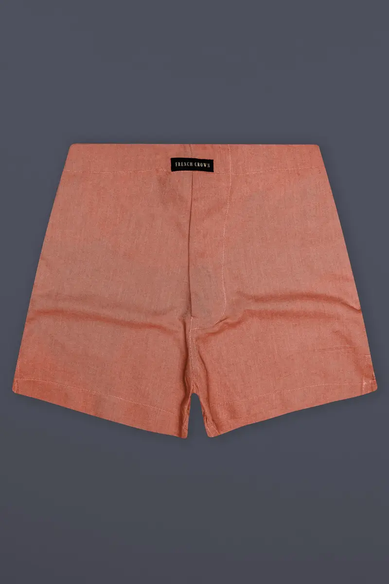 Rustline-Santa Fe Orange Solid Oxford Premium Cotton Boxer 2