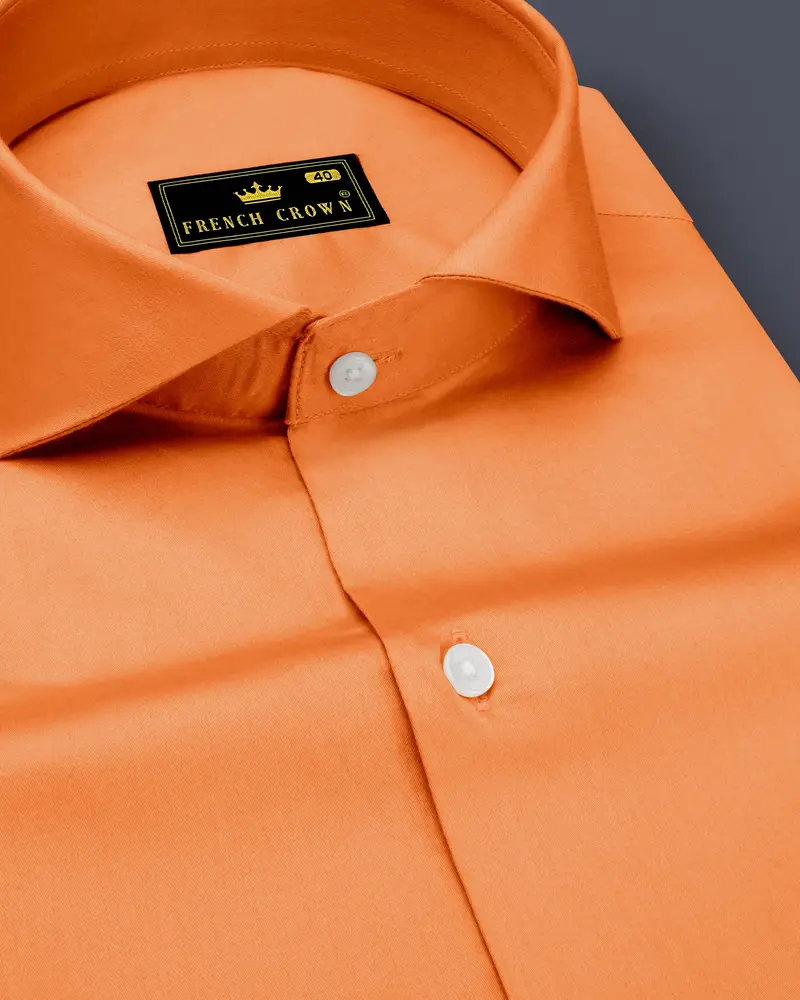 Safforo-Persian Orange Subtle Sheen Super Soft Premium Cotton Cut Away Collar Dress Shirt 1