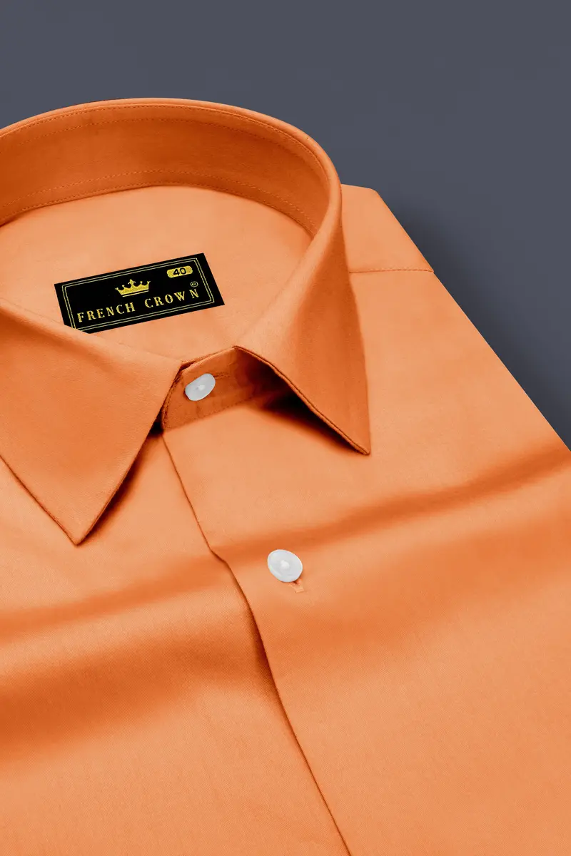Safforo-Persian Orange Subtle Sheen Super Soft Premium Cotton Dress Shirt 2