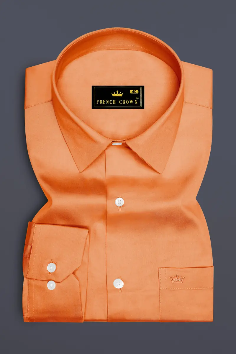 Safforo-Persian Orange Subtle Sheen Super Soft Premium Cotton Dress Shirt 4