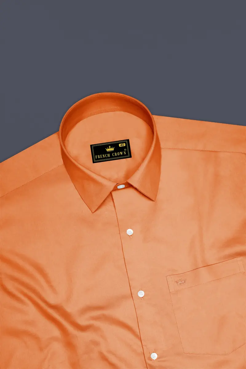 Safforo-Persian Orange Subtle Sheen Super Soft Premium Cotton Dress Shirt 5