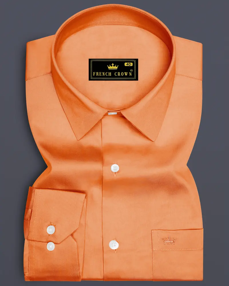 Safforo-Persian Orange Subtle Sheen Super Soft Premium Cotton Dress Shirt 6
