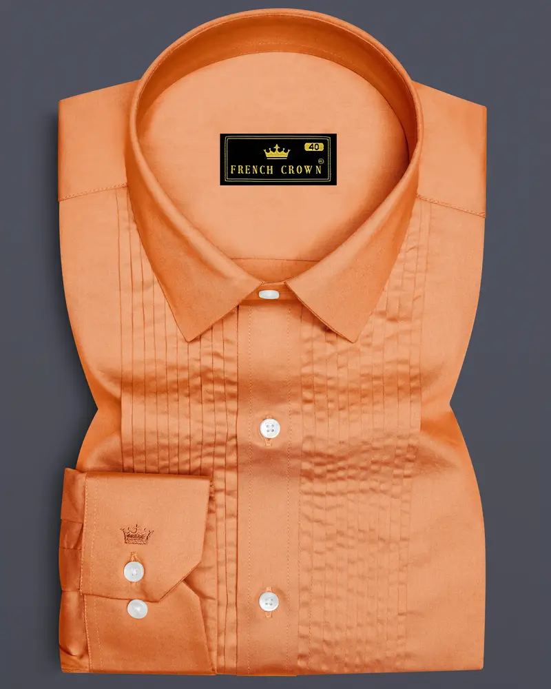 Safforo-Persian Orange Subtle Sheen Super Soft Premium Cotton Tuxedo Dress Shirt 1