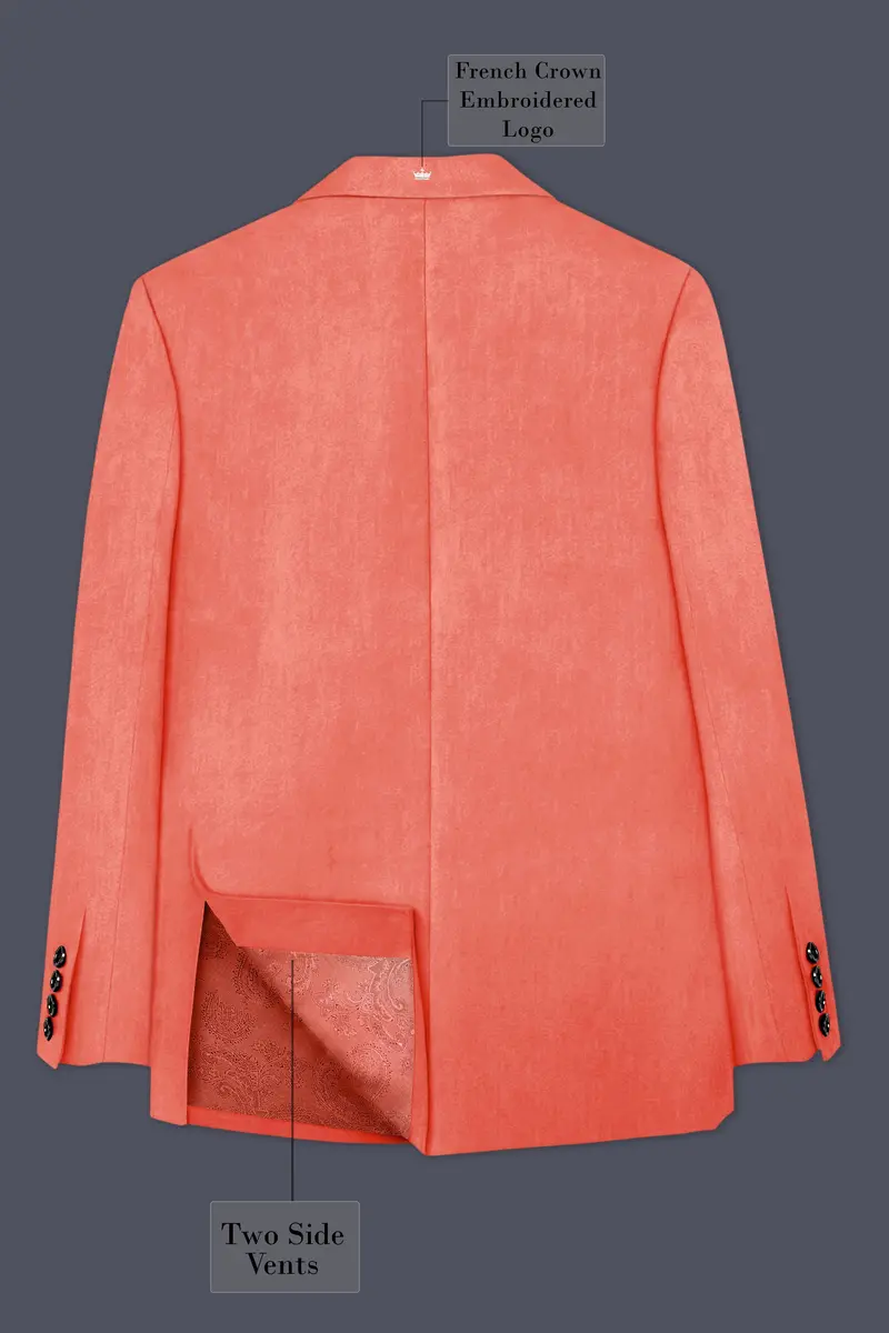 Saffron-Bittersweet Orange Velvet Peak Lapel Tuxedo Blazer 8