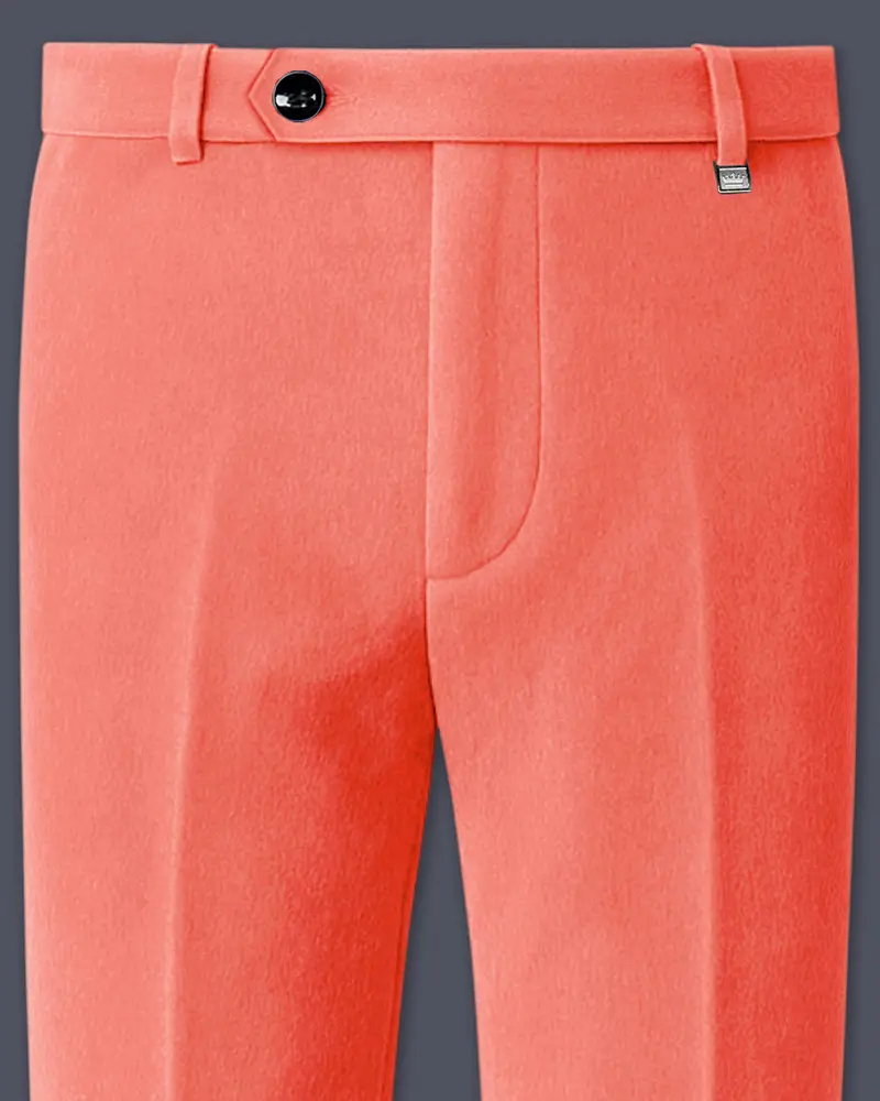Saffron-Bittersweet Orange Velvet Stretchable Waistband Pant 1