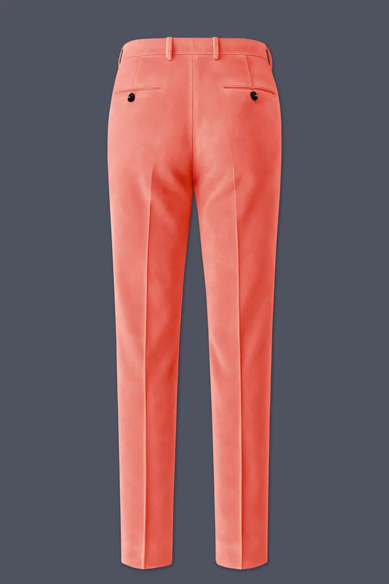 Saffron-Bittersweet Orange Velvet Stretchable Waistband Pant 5