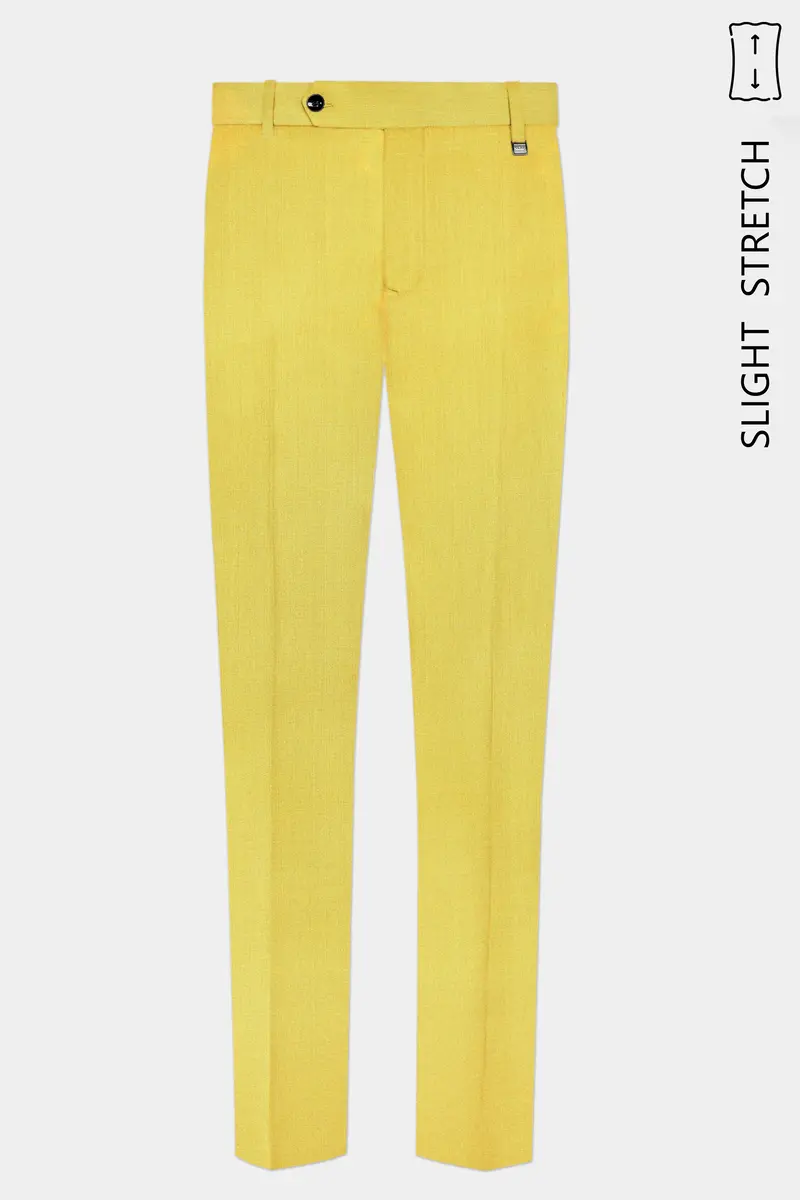 Saffron Elegance-Lemon Yellow Solid Wool Rich Single Breasted Slight Stretch Suit 14