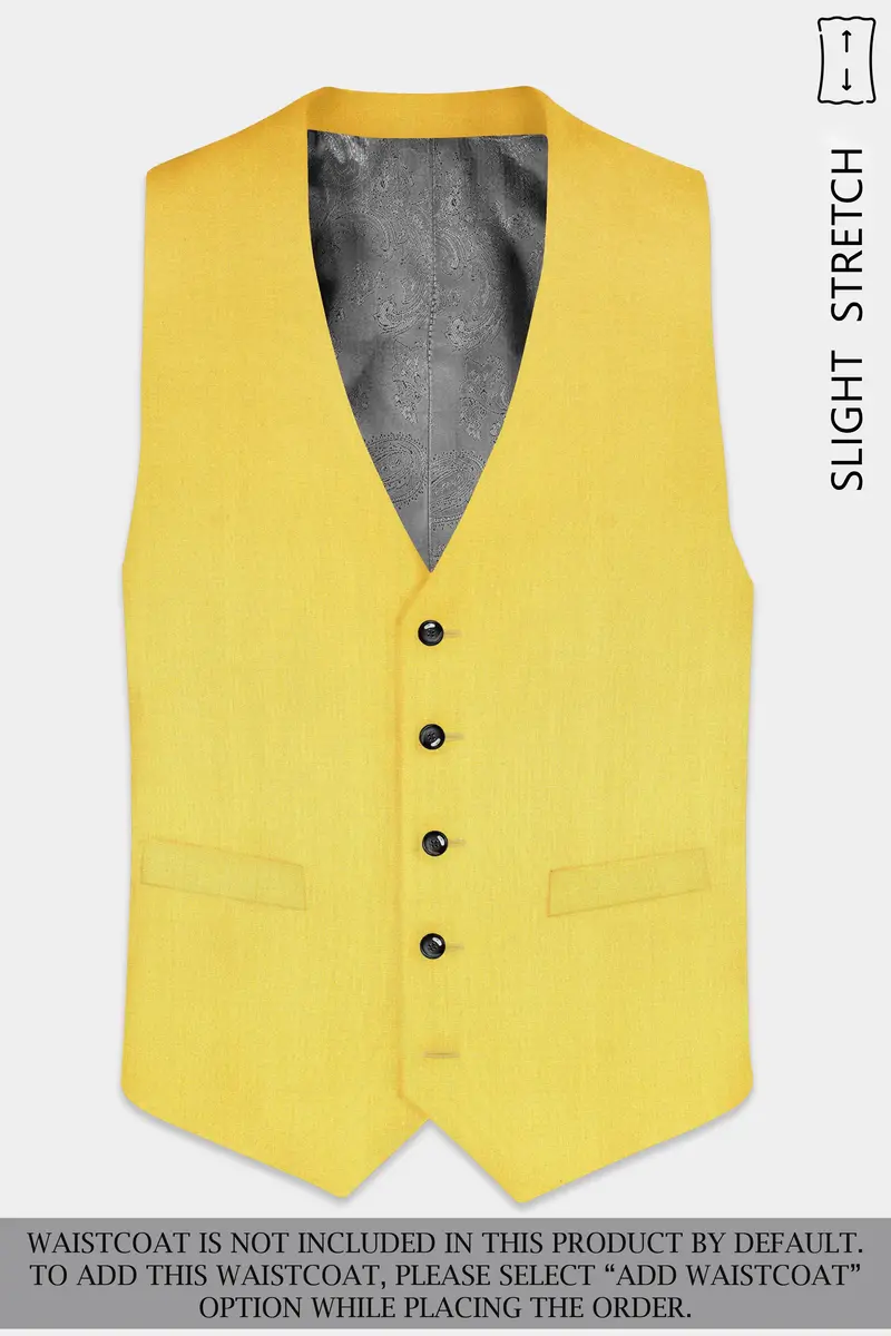 Saffron Elegance-Lemon Yellow Solid Wool Rich Single Breasted Slight Stretch Suit 17