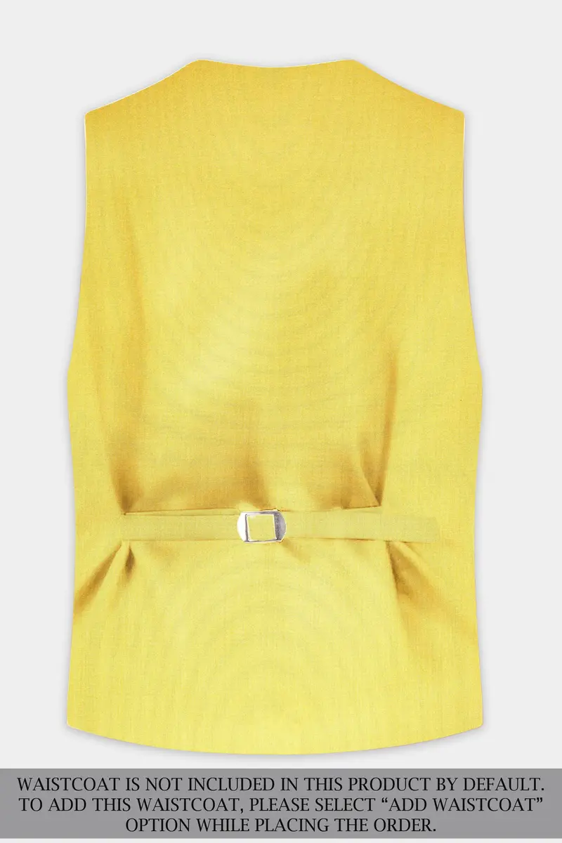 Saffron Elegance-Lemon Yellow Solid Wool Rich Single Breasted Slight Stretch Suit 18