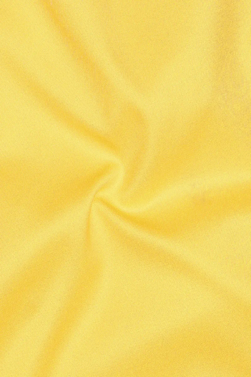 Saffron Elegance-Lemon Yellow Solid Wool Rich Slight Stretch Waistcoat 3