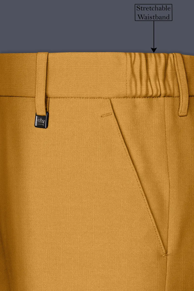 Saffron-Harvest Yellow Solid Wool Rich Slight Stretch Waistband Pant 6