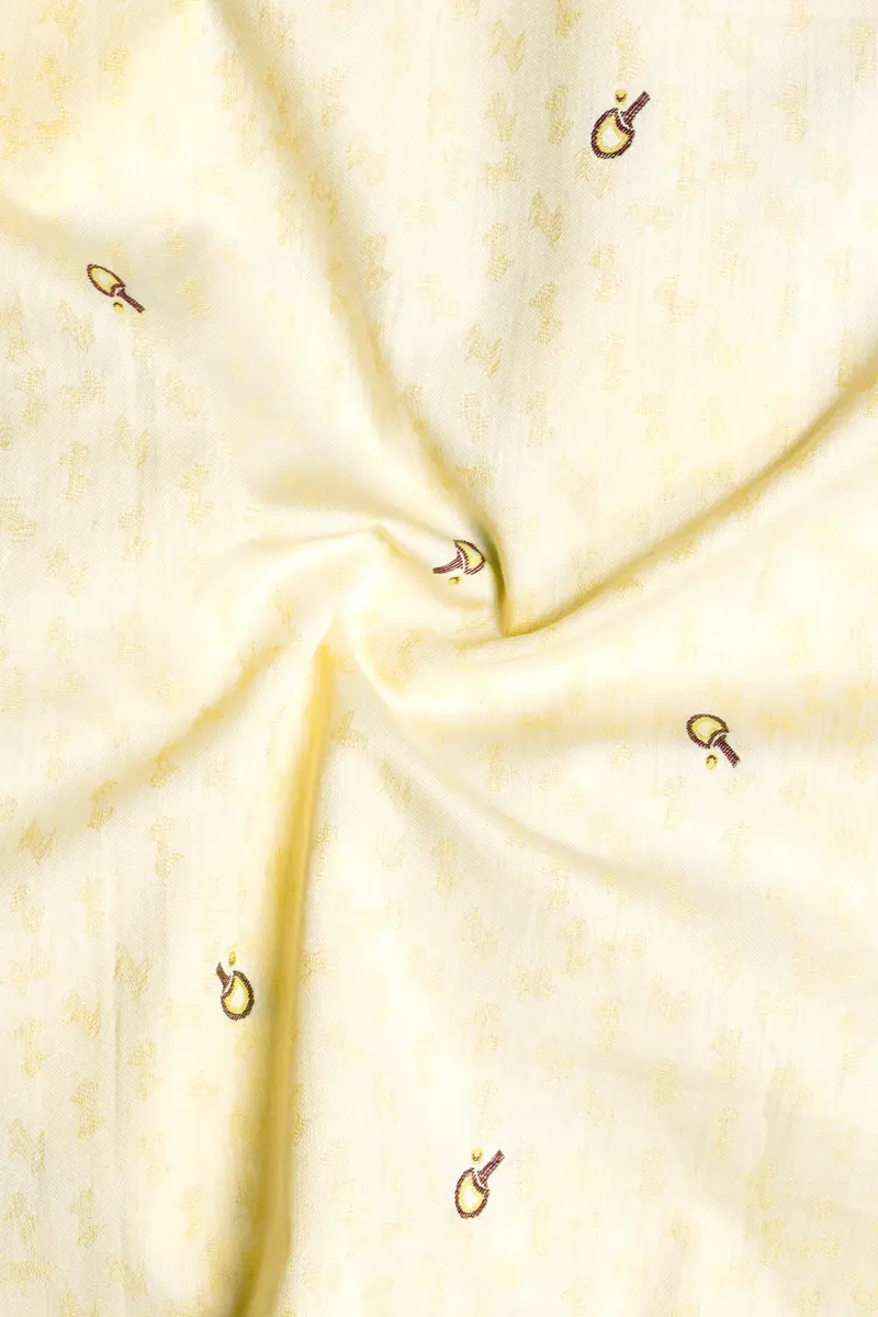 Saffron Weave-Oasis Yellow Jacquard Butta Textured Premium Giza Cotton Dress Shirt 3