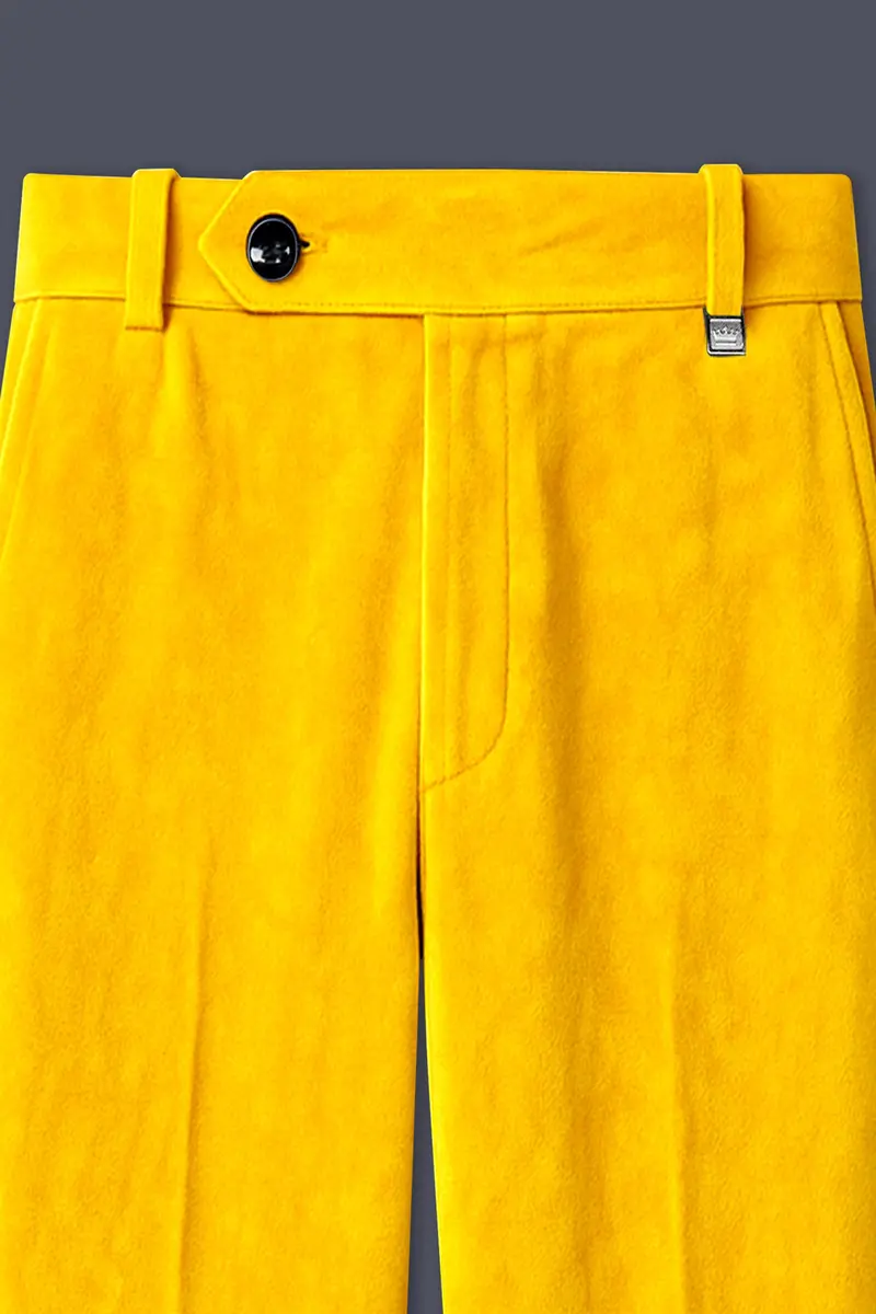 Safvell-Mustard Yellow Velvet Peak Lapel Tuxedo Suit 12