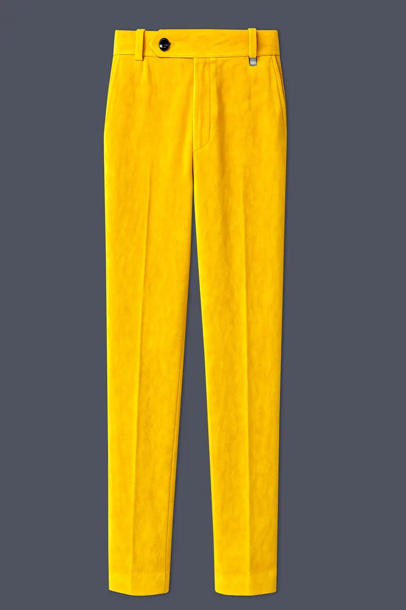 Safvell-Mustard Yellow Velvet Peak Lapel Tuxedo Suit 13