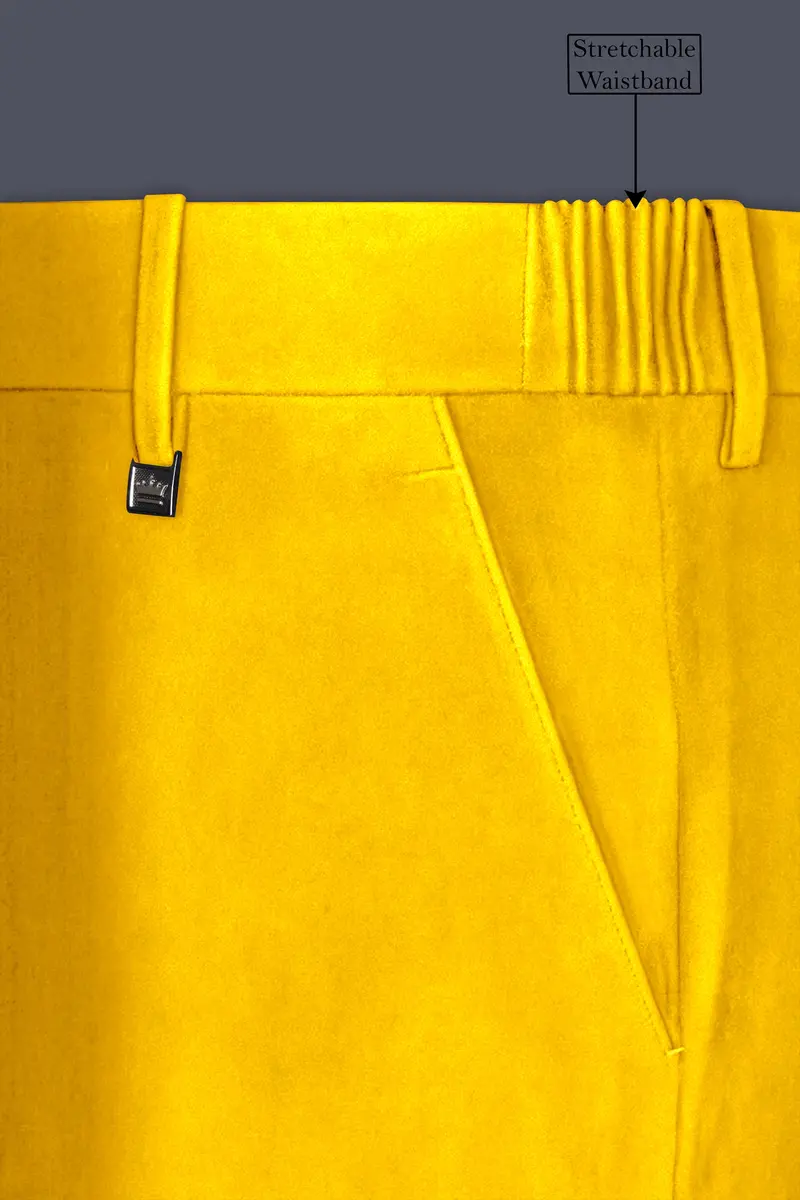 Safvell-Mustard Yellow Velvet Peak Lapel Tuxedo Suit 15