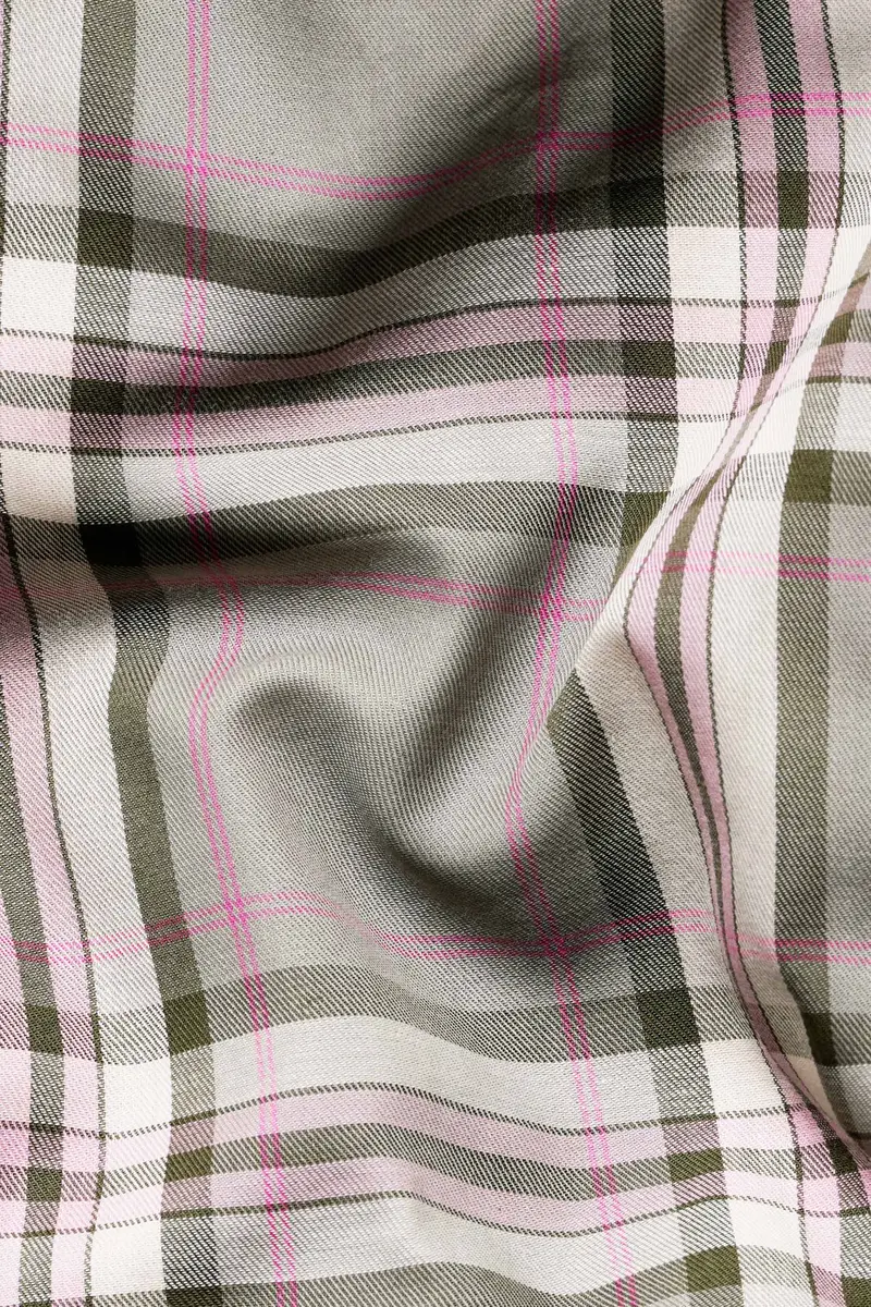 Sage Green And Vale Pink Twill Plaid Premium Cotton Shirt 2