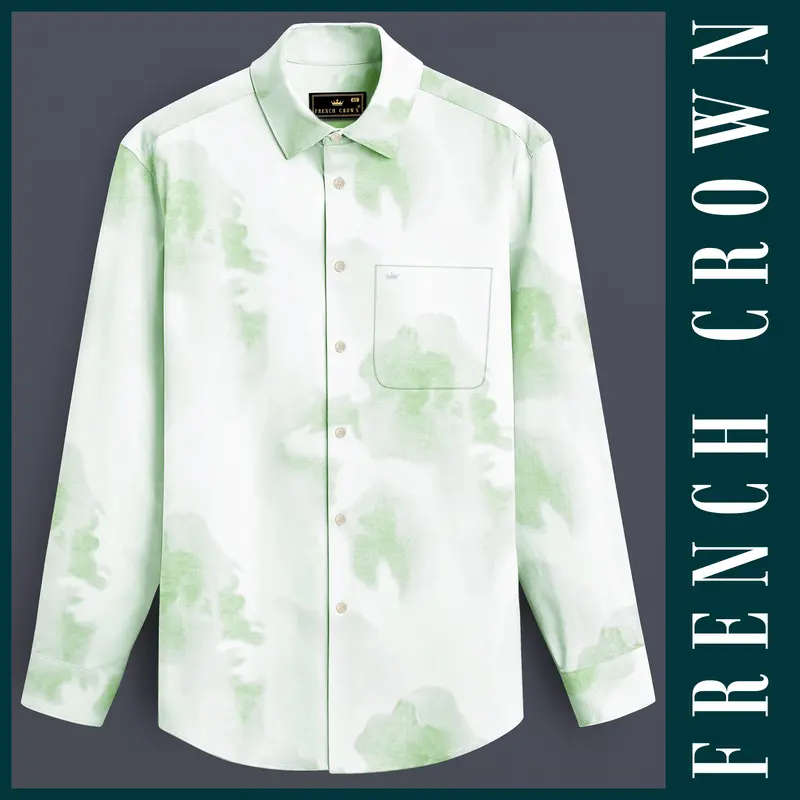 Sage Green And White Luxurious Linen Shirt 1