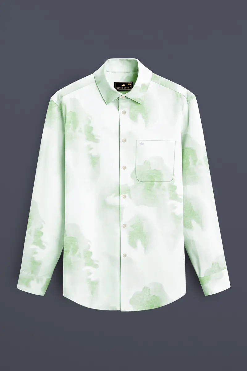 Sage Green And White Luxurious Linen Shirt 2