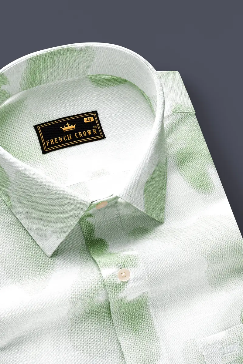 Sage Green And White Luxurious Linen Shirt 4