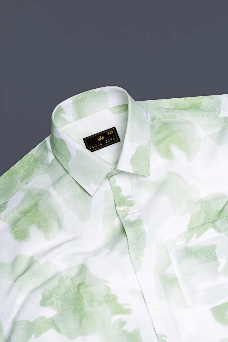 Sage Green And White Luxurious Linen Shirt 6