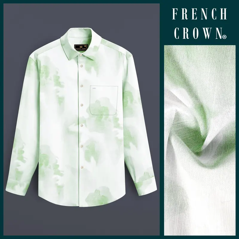 Sage Green And White Luxurious Linen Shirt 9