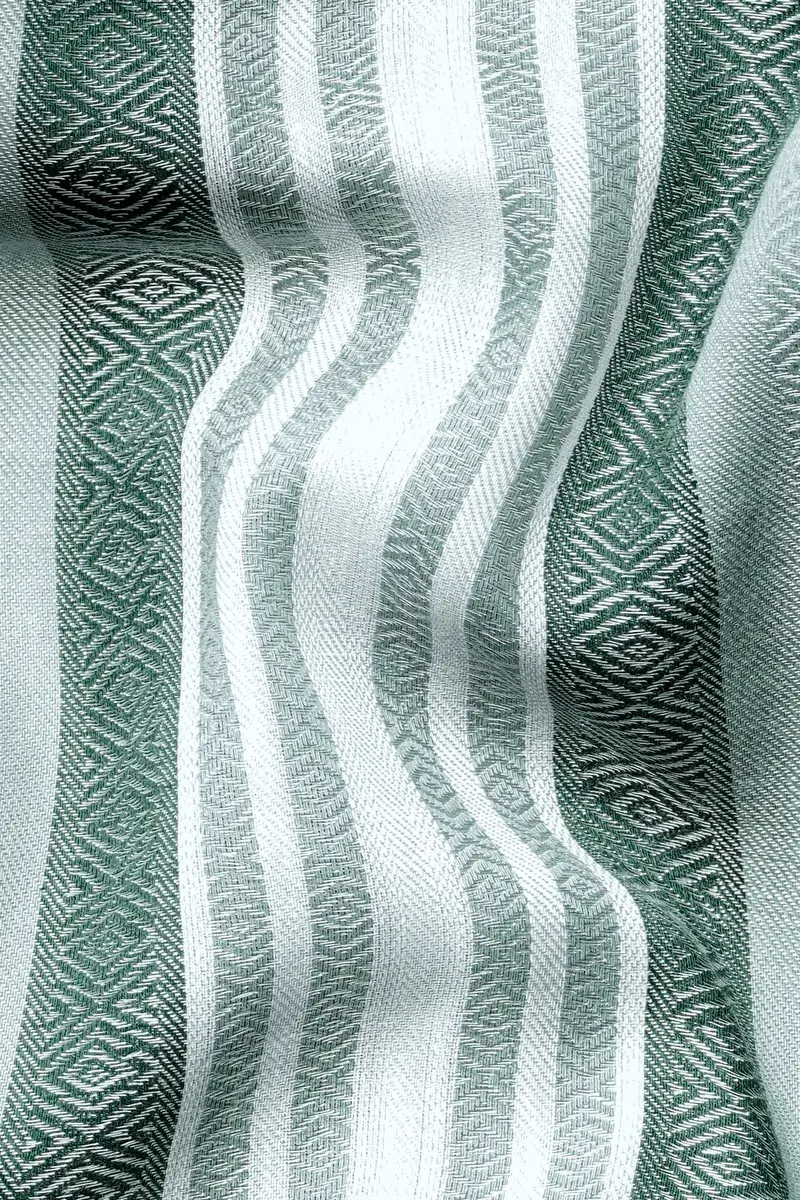 Sage Green And White Striped Premium Tencel Shirt 3