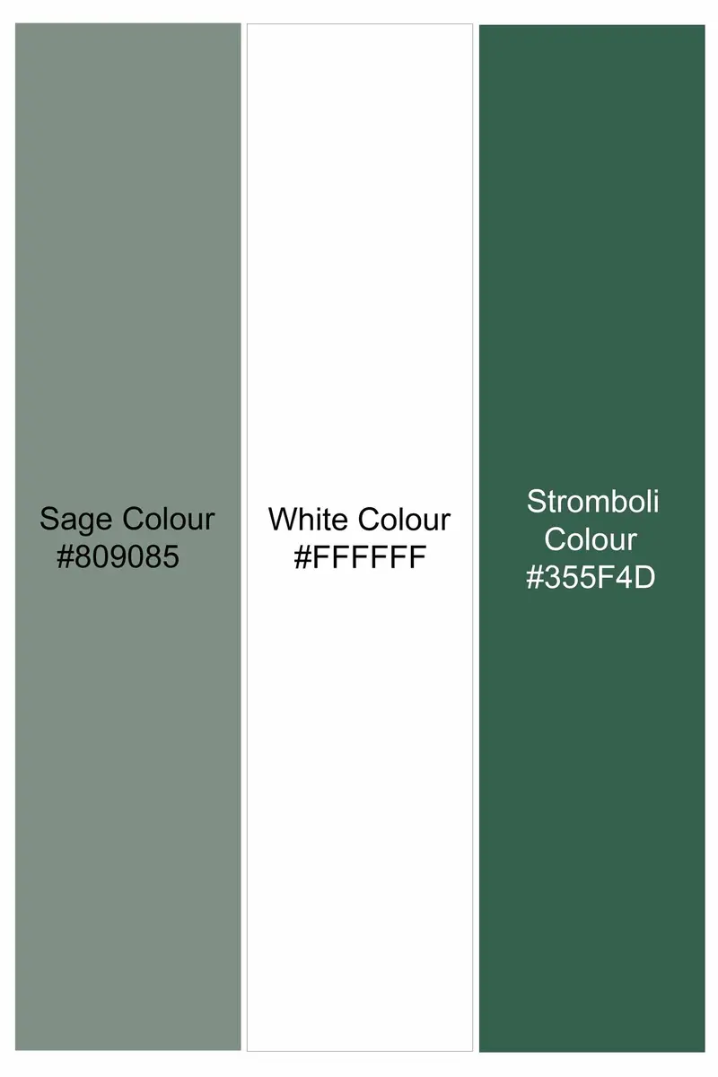 Sage Green And White Striped Premium Tencel Shirt 8