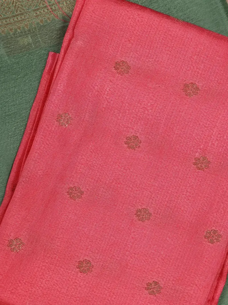 Sage Green Antique Gold Zari Border Mysore Silk Saree 2