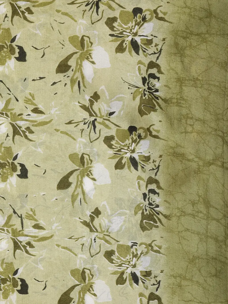 Sage Green Floral Woven Design Crepe Silk Saree 2