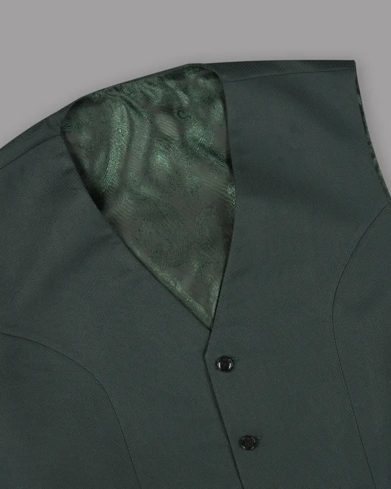Sage Green Subtle Diamond Textured Waistcoat 4