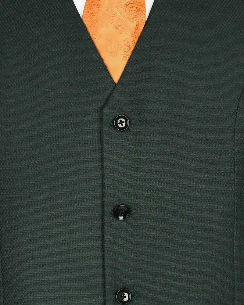 Sage Green Subtle Diamond Textured Waistcoat 5