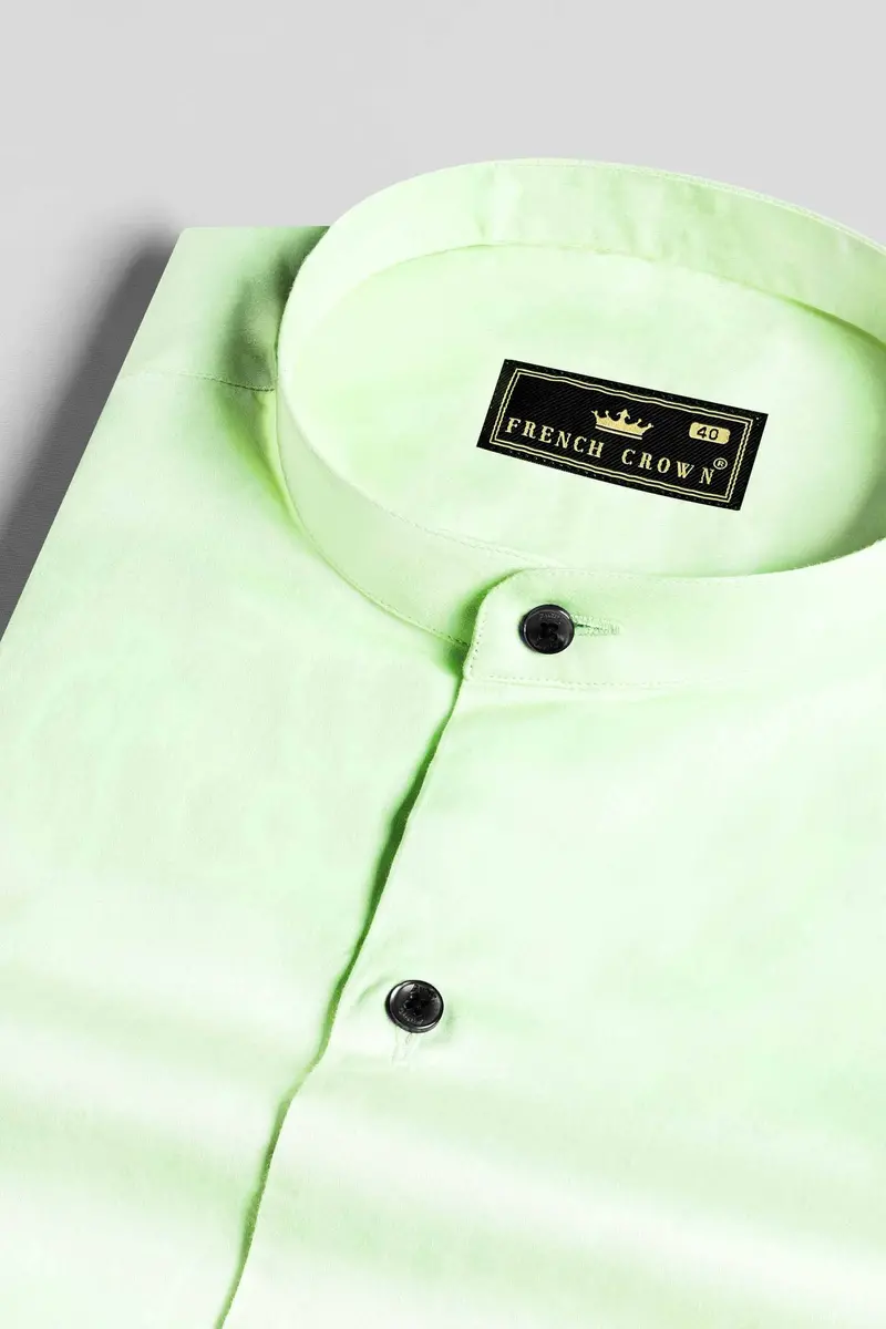 Sage Green Subtle Sheen Super Soft Premium Cotton Mandarin Shirt 1