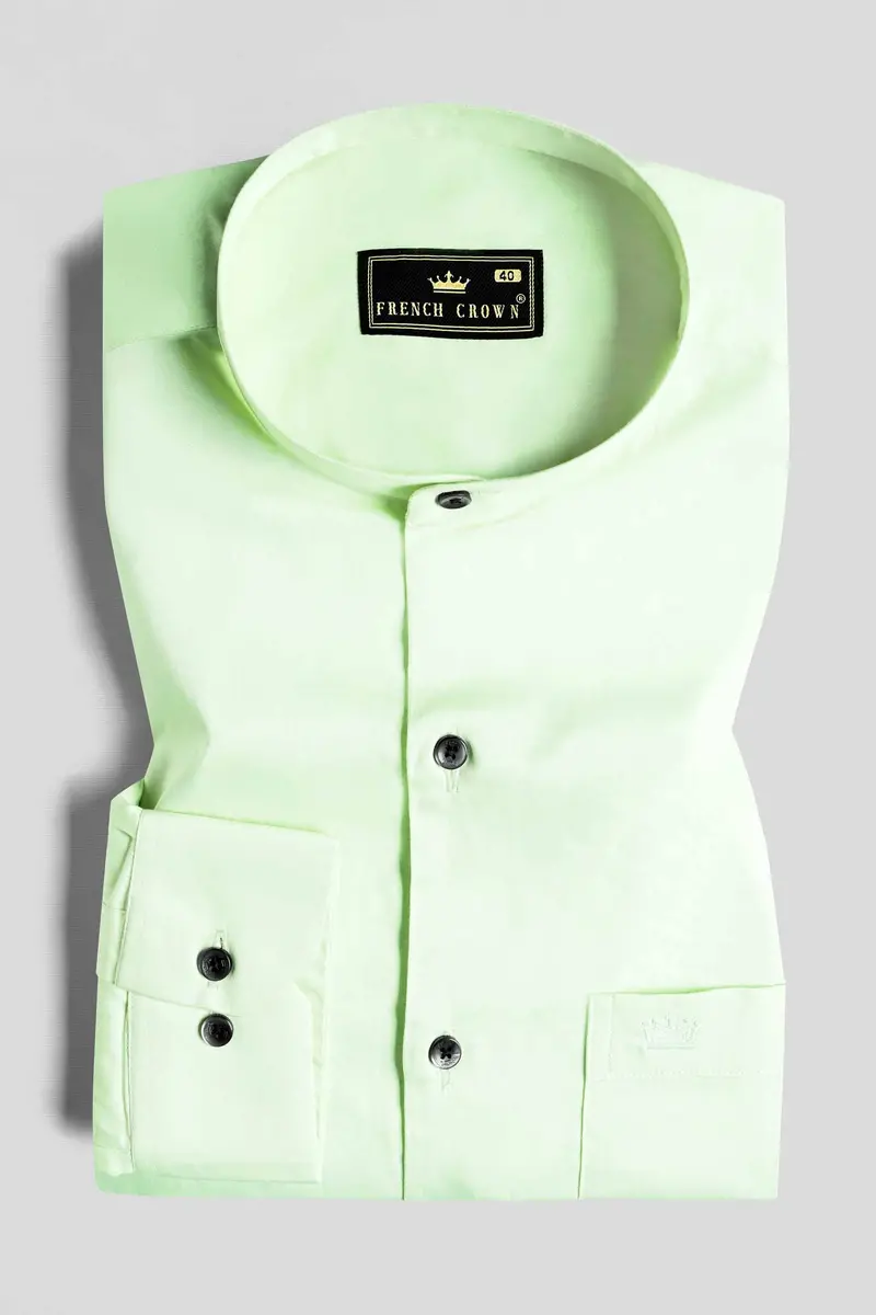 Sage Green Subtle Sheen Super Soft Premium Cotton Mandarin Shirt 3