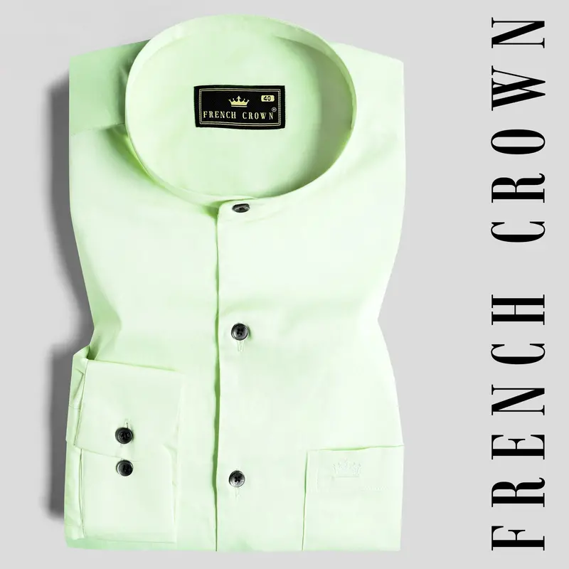 Sage Green Subtle Sheen Super Soft Premium Cotton Mandarin Shirt 6