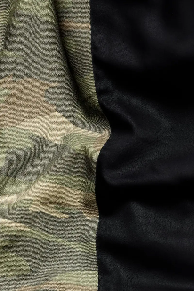Sage Green With Sandrift Brown Camouflage And Black Premium Cotton Designer Overcoat 3