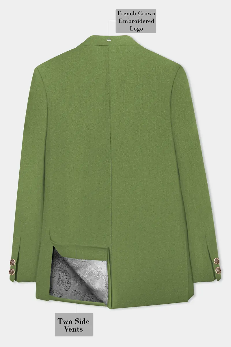 Sage Regal-Dingley Green Solid Wool Rich Bandhgala Slight Stretch Blazer 7