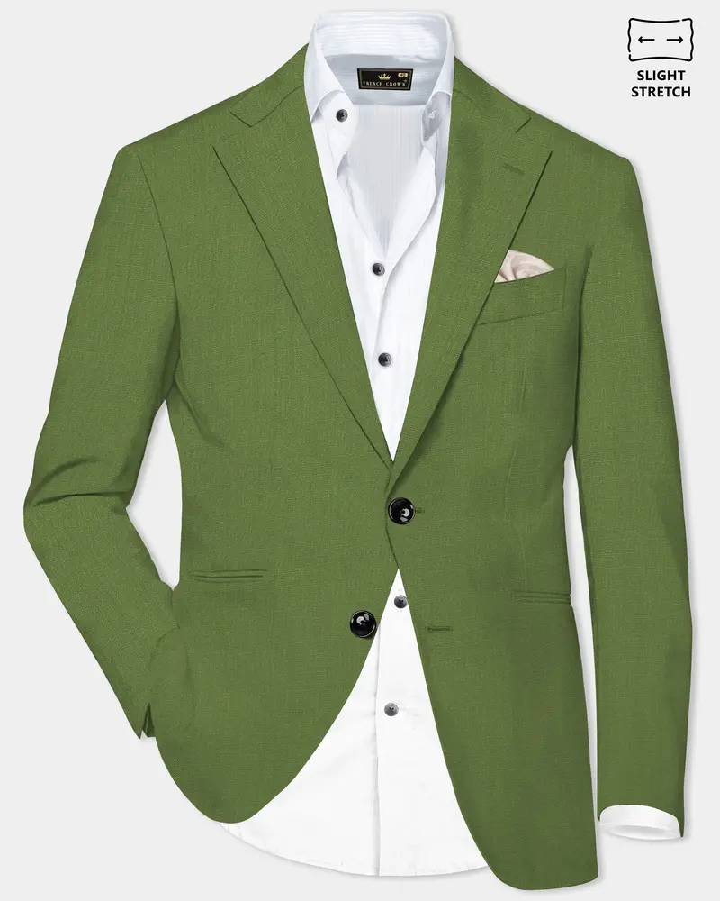 Sage Regal-Dingley Green Solid Wool Rich Single Breasted Slight Stretch Blazer 1
