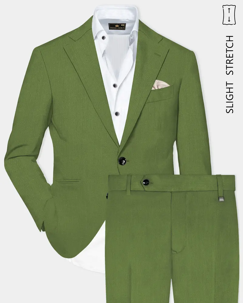 Sage Regal-Dingley Green Solid Wool Rich Single Breasted Slight Stretch Suit 1
