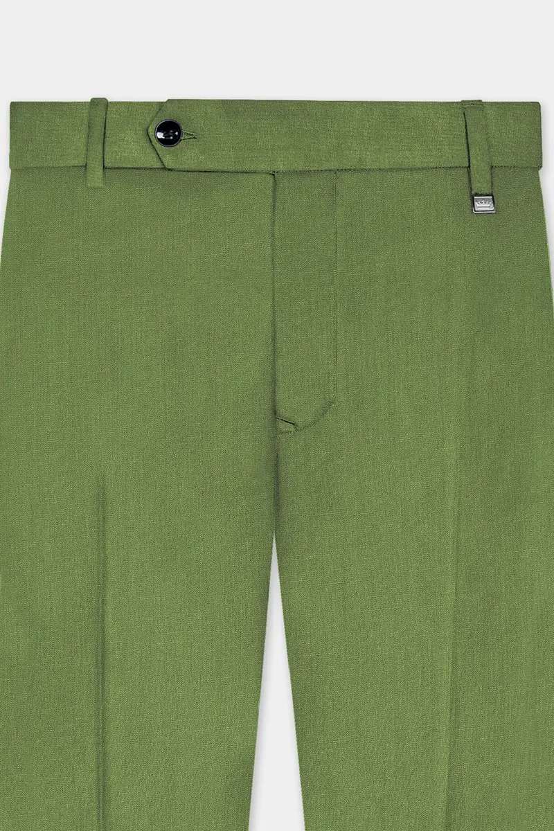 Sage Regal-Dingley Green Solid Wool Rich Slight Stretch Waistband Pant 4