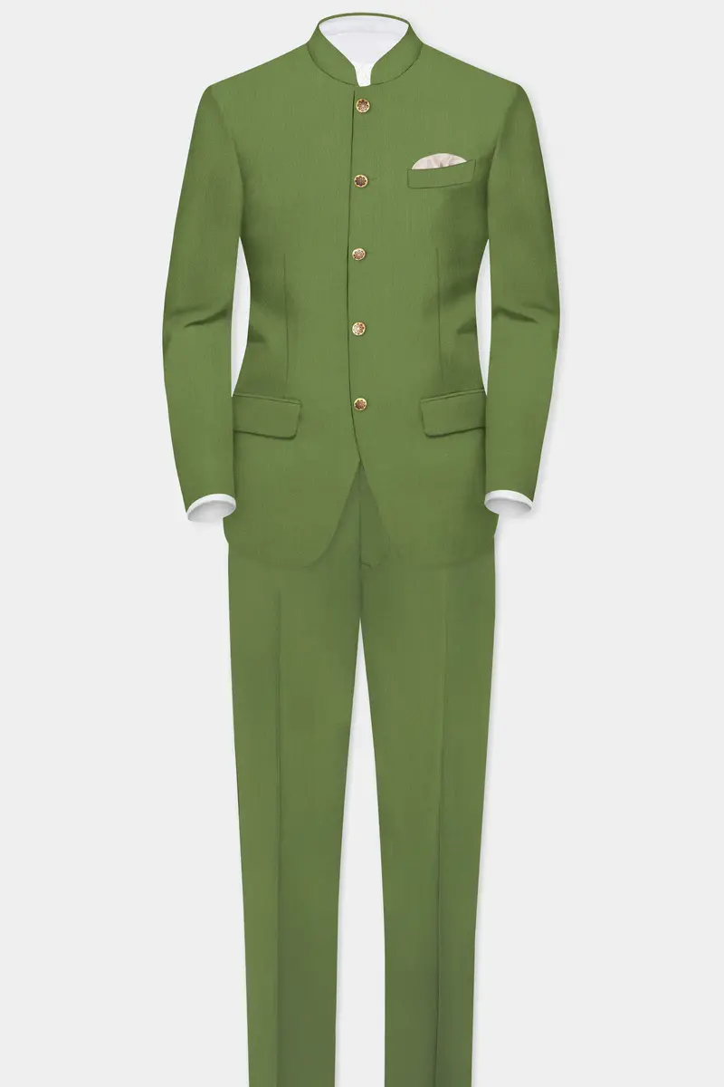 Sage Regal-Dingley Green Solid Wool Rich Slight Stretch Waistband Pant 7
