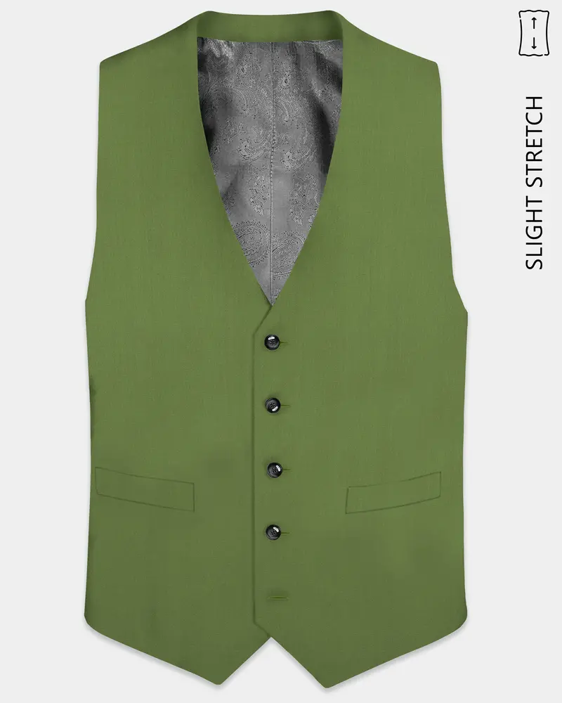 Sage Regal-Dingley Green Solid Wool Rich Slight Stretch Waistcoat 1