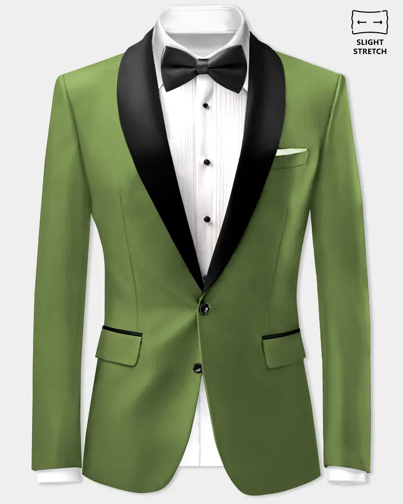 Sage Regal-Dingley Green Solid Wool Rich Tuxedo Slight Stretch Blazer 1