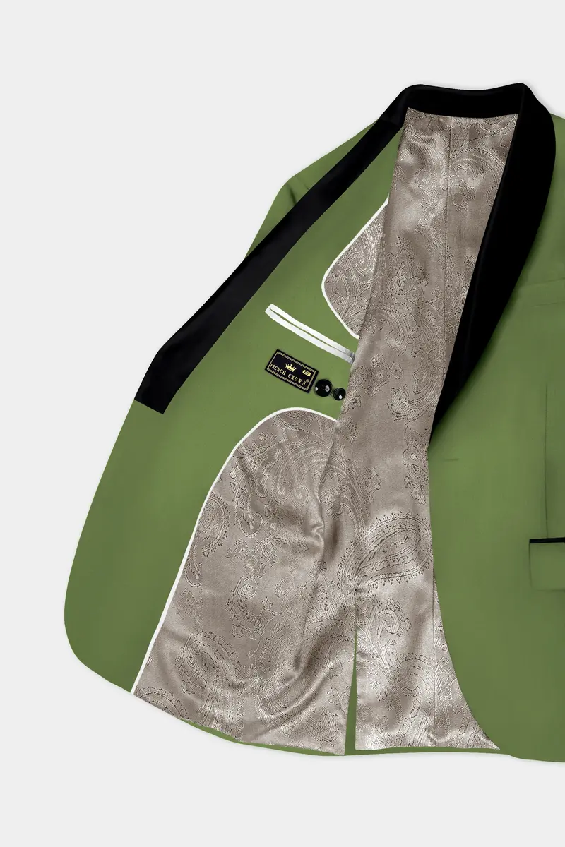 Sage Regal-Dingley Green Solid Wool Rich Tuxedo Slight Stretch Blazer 4
