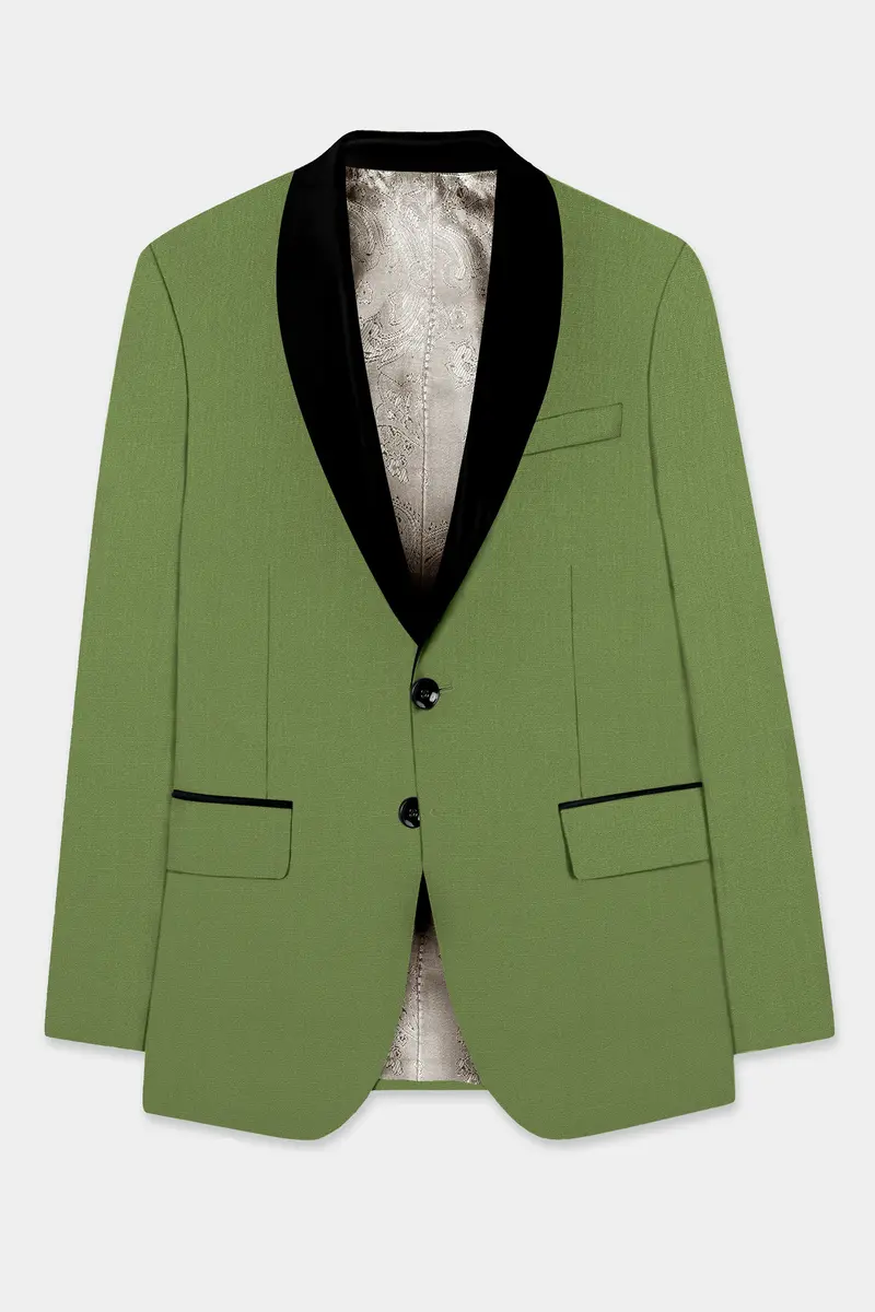 Sage Regal-Dingley Green Solid Wool Rich Tuxedo Slight Stretch Blazer 7