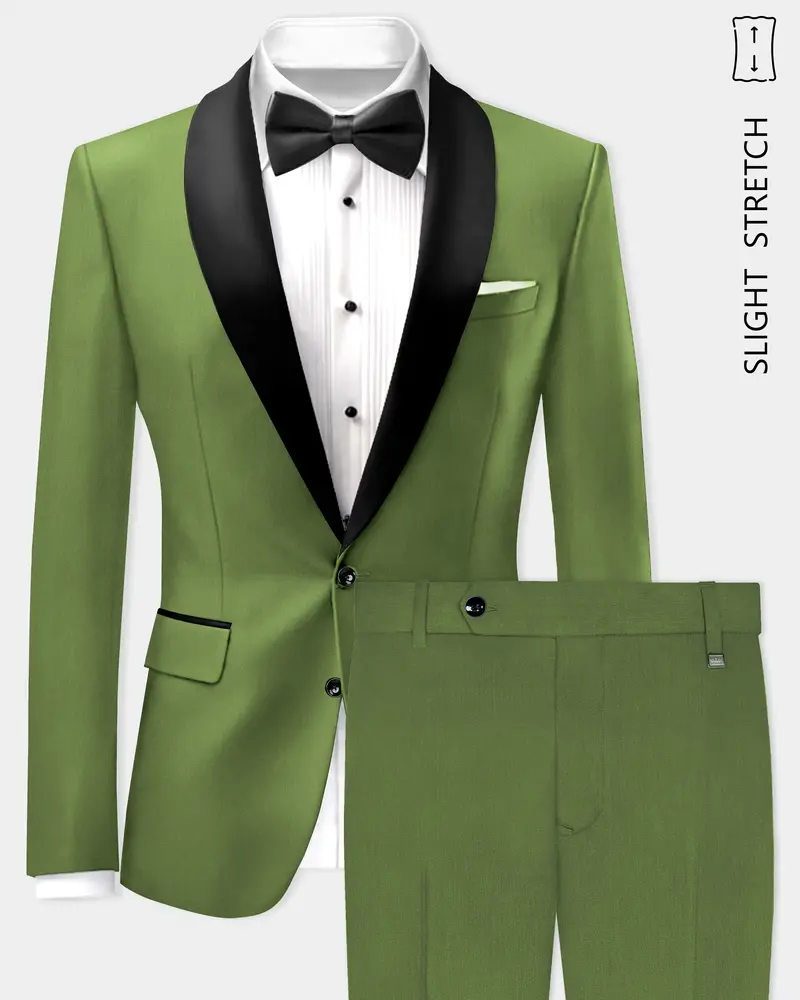 Sage Regal-Dingley Green Solid Wool Rich Tuxedo Slight Stretch Suit 1