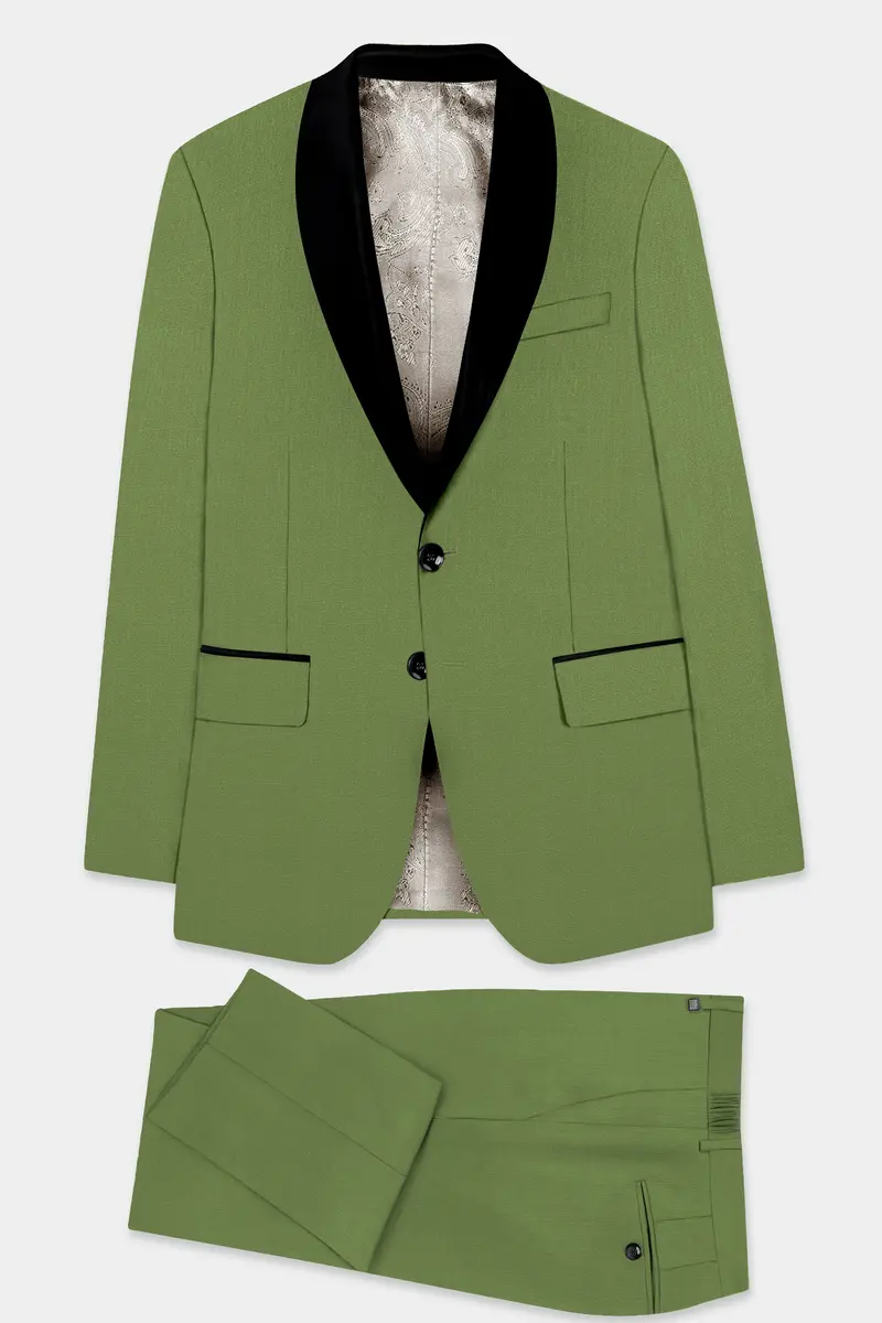 Sage Regal-Dingley Green Solid Wool Rich Tuxedo Slight Stretch Suit 11