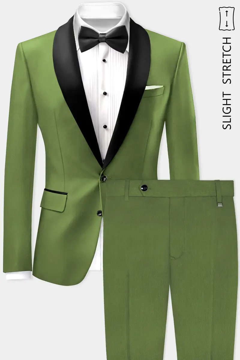 Sage Regal-Dingley Green Solid Wool Rich Tuxedo Slight Stretch Suit 2
