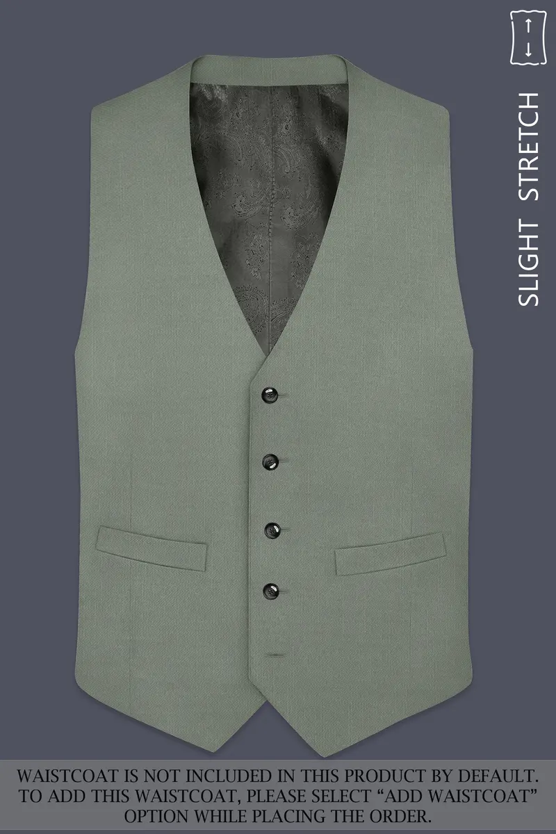 Sage-Smokey Green Wool Rich Slight Stretch Double Breasted Suit 16